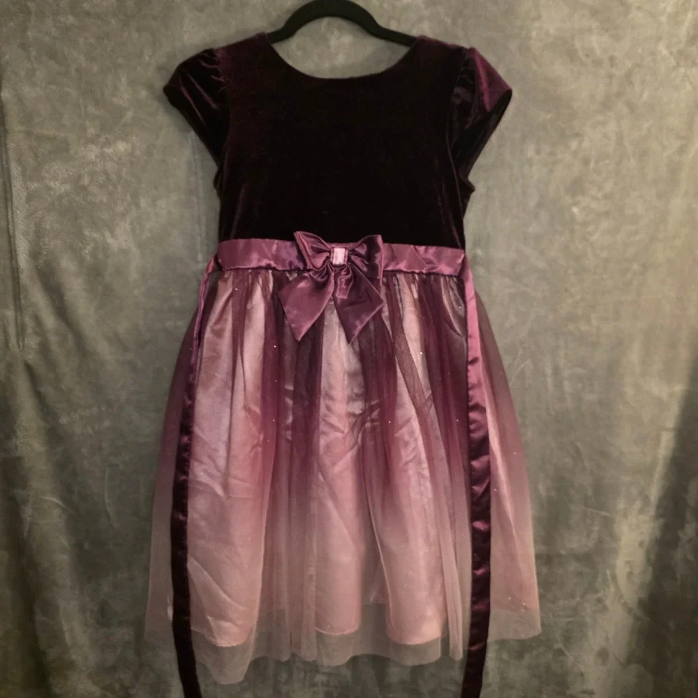 Jona Michelle Girls Purple Velvet Ombre Glitter Tulle Party Dress Size 12